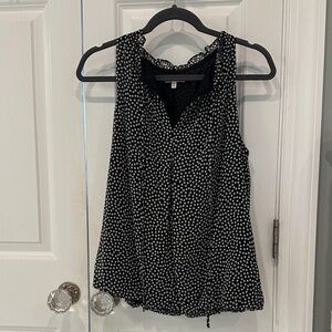 Max Studio Black and White Dotted Sleeveless Blouse